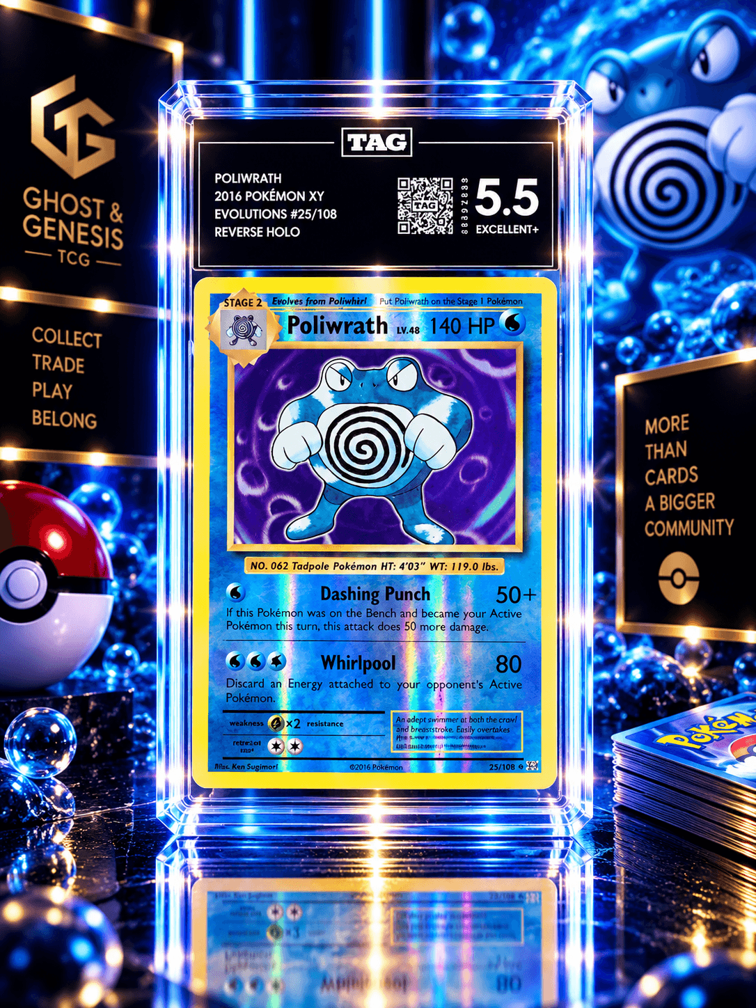 2016 POLIWRATH REVERSE HOLO XY